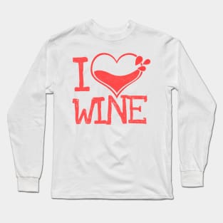 'I Heart Wine' Witty Wine Gift Long Sleeve T-Shirt